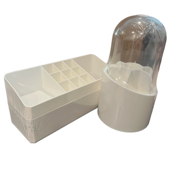 NEW Plastic Vanity Makeup Organizer Desk Cosmetic Storage Stackable Bathroom - Picture 8 of 8